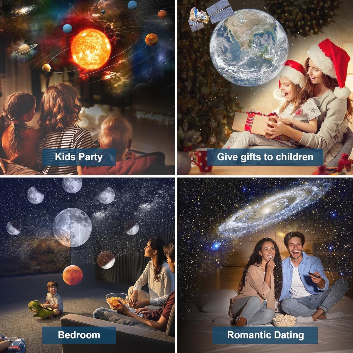 Sterrenprojector - Galaxy Projector - Planetarium Lamp - Sterrenhemel Nachtlamp - Kinderkamer Lamp - Slaapkamer Projector - 13-in-1 Film Schijven - LED Nachtlamp - Timerfunctie - Instelbare Helderheid - 360° Projectie - USB - Zwart – foto 7