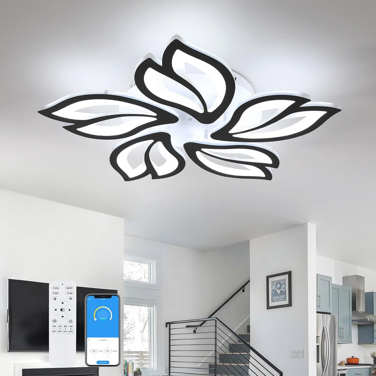 Dimbare LED Plafondlamp 45W met Afstandsbediening en Bloemvorm Design