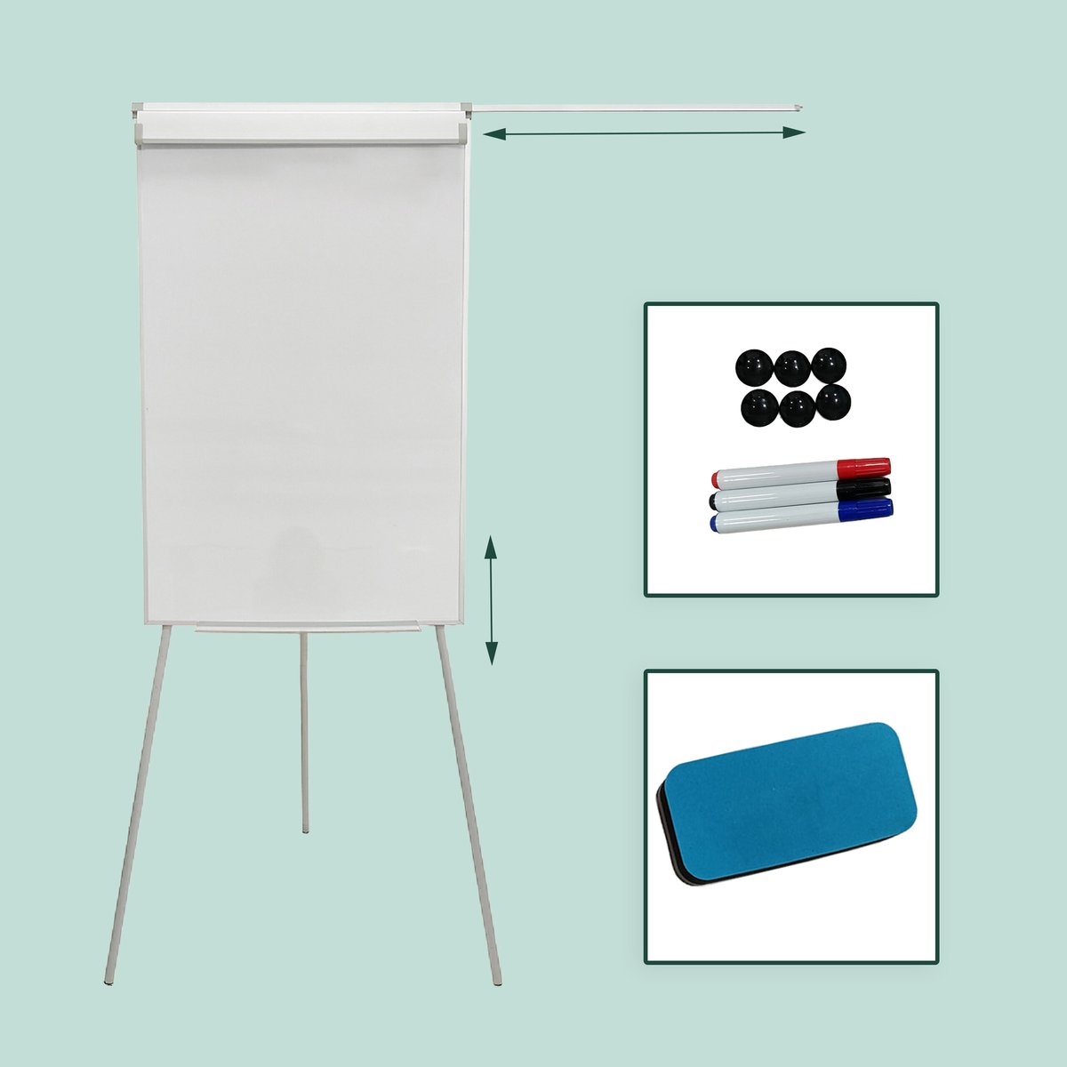 Flipover whiteboard - hoogte verstelbaar - wit thumbnail 2