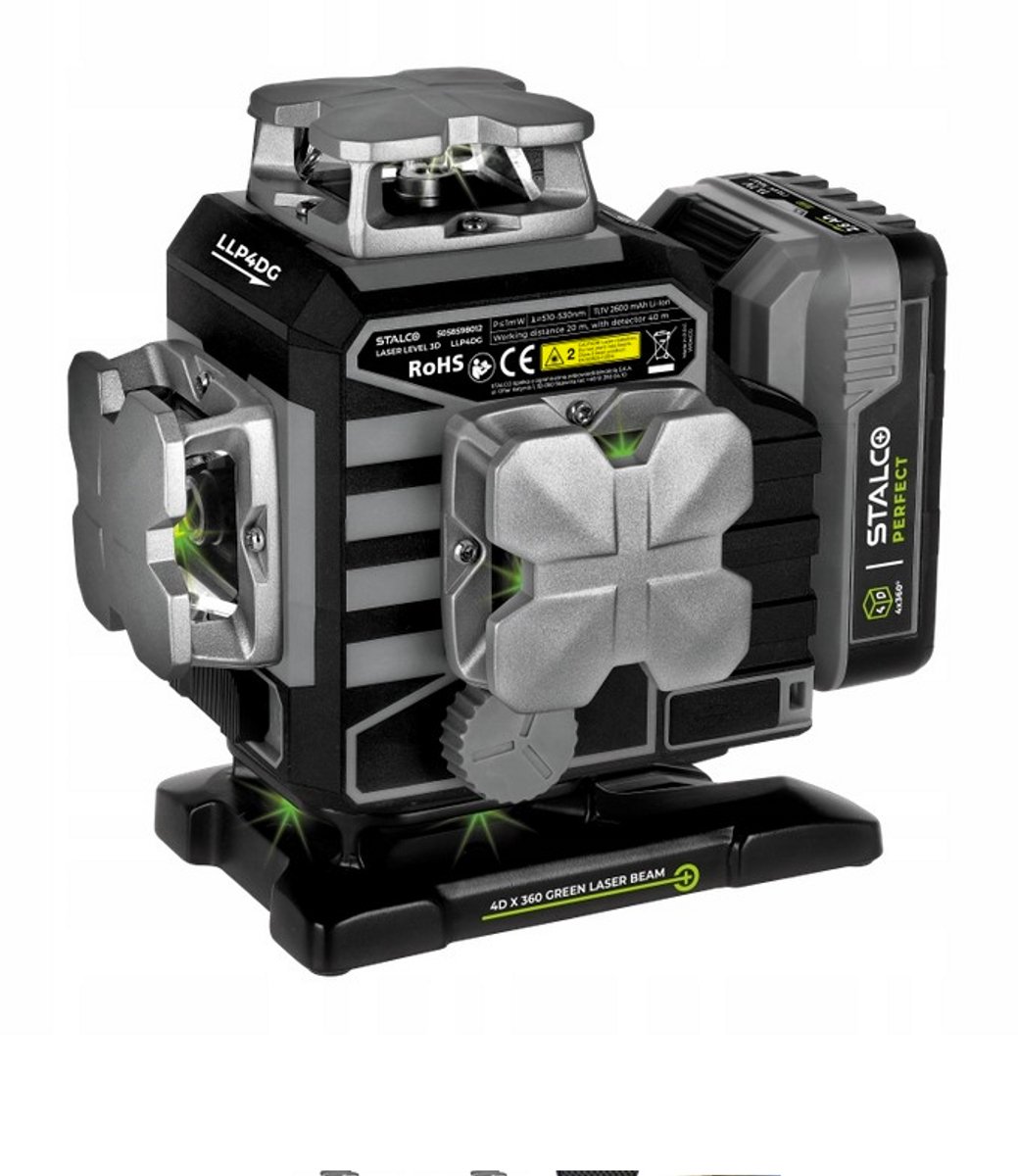 Professioneel Laser 4D STALCO PERFECT LLP4DG GROEN 360° APP + AFSTANDSBEDIENING S058598012