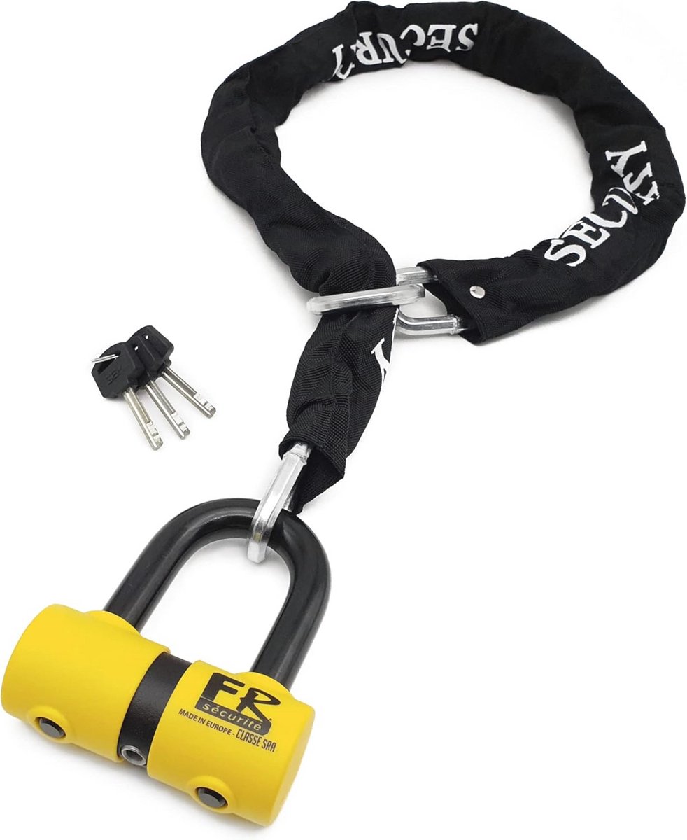 Motorcycle Anti-Theft Chain Mini U-Lock 120cm SRA Approved Security