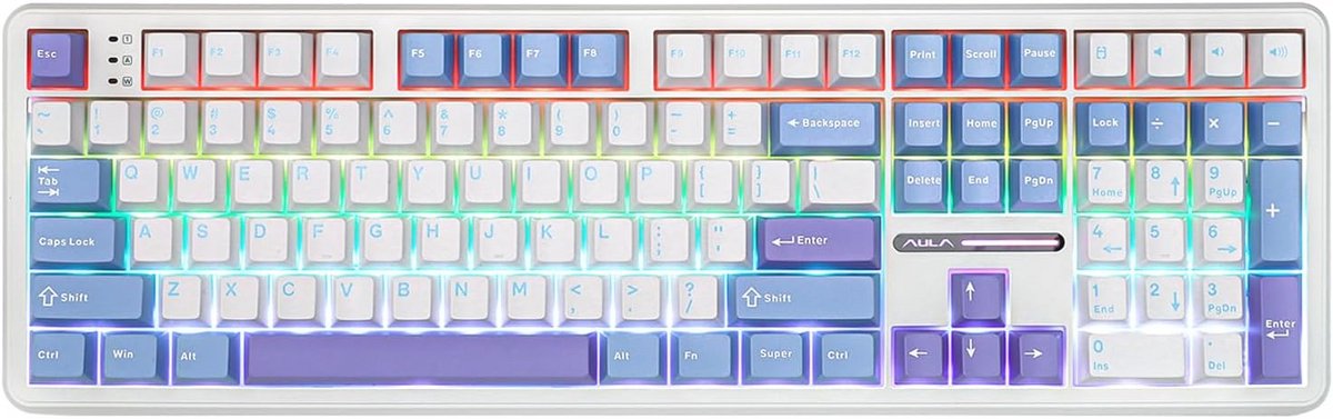 Draadloos Gaming Toetsenbord met 8000mAh Accu - Volledige Grootte Mechanisch Toetsenbord met 108 Hot-Swappable Toetsen en RGB Verlichting