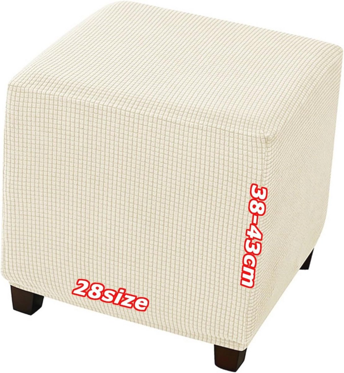 Ottomaanse Hoes Voor Hocker Beschermer Ottoman Cover Footstool Covers, Rekbaar Fluweel Jacquard, Elastische Bodem Wasbaar, Op Maat Gemaakt, Beschermhoes voor Vierkante Voetenbank(1960,45 x 45 cm 18 x