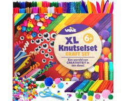 Vaive Knutselset 905-delig – Knutselen Meisjes & Jongens - Kralen, Veren, Pompons & Wiebeloogjes - Knutselkoffer - Knutselspullen - Knutselpakketten