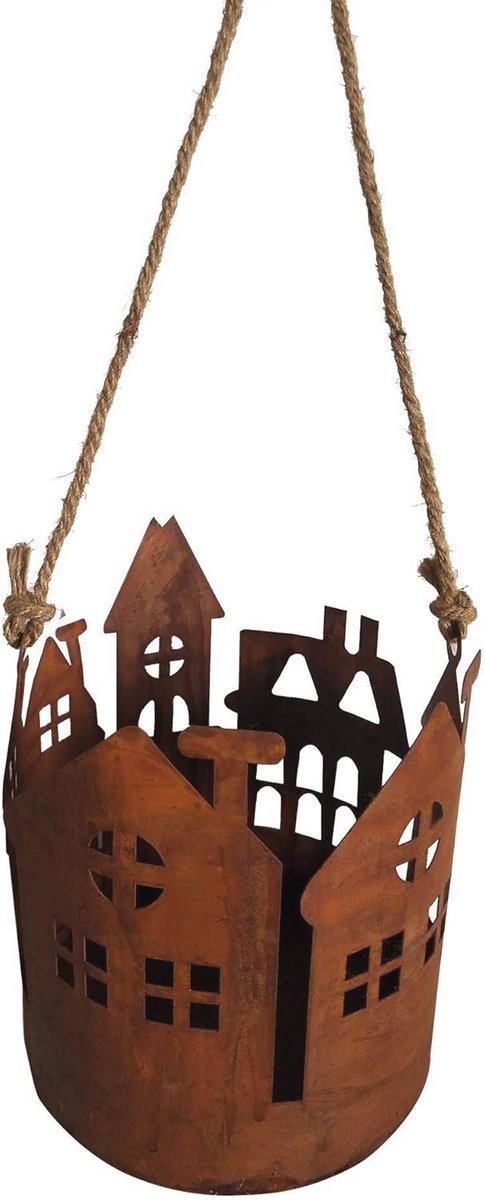 Decoratieve Roestlantaarn Ø14 cm - Hanglamp voor Tuin, Terras & Balkon