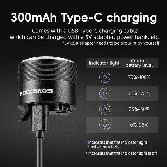 ROCKBROS Q1MAX Slimme Remlicht - Fiets Achterlicht - USB-C Oplaadbaar - Remsensor - Waterdicht - Wielrennen - MTB - Meerdere kleuren - 80uur brandtijd - Carnavalsbril van ROCKBROS — afbeelding 2
