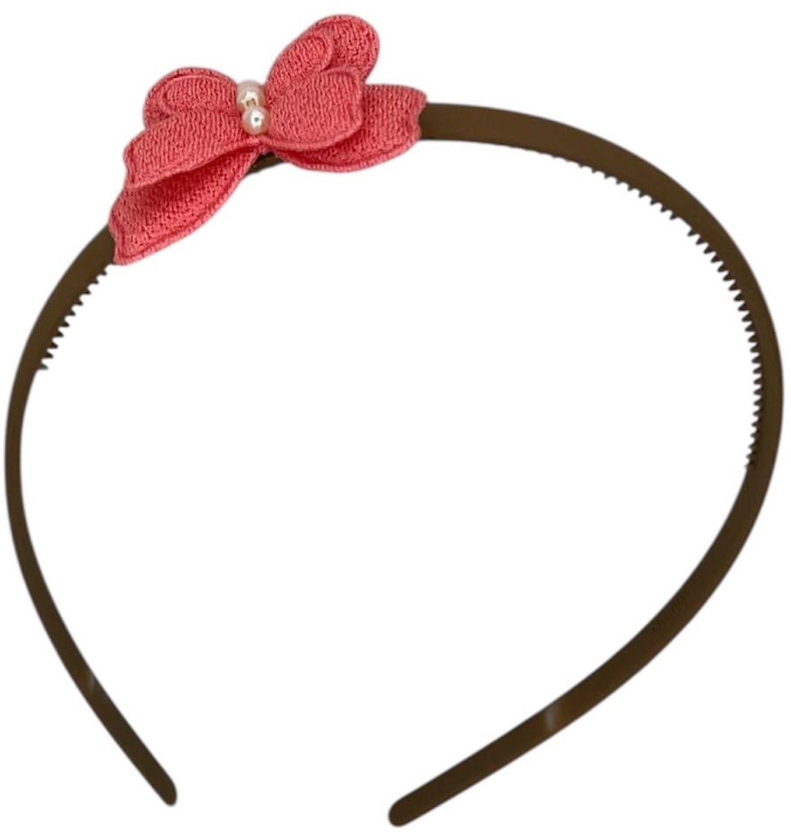 Diadeem met vlinder - khaki diadeem - velvet - roze