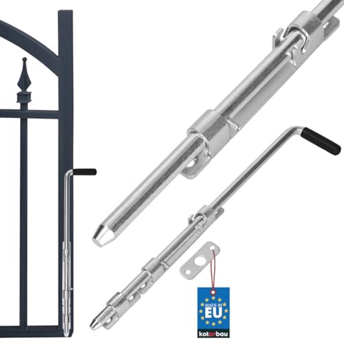 Deurgrendel Verzinkt Staal 42 cm - Zilver - Grondgrendel - Bodemschuif - Deurslot voor Tui