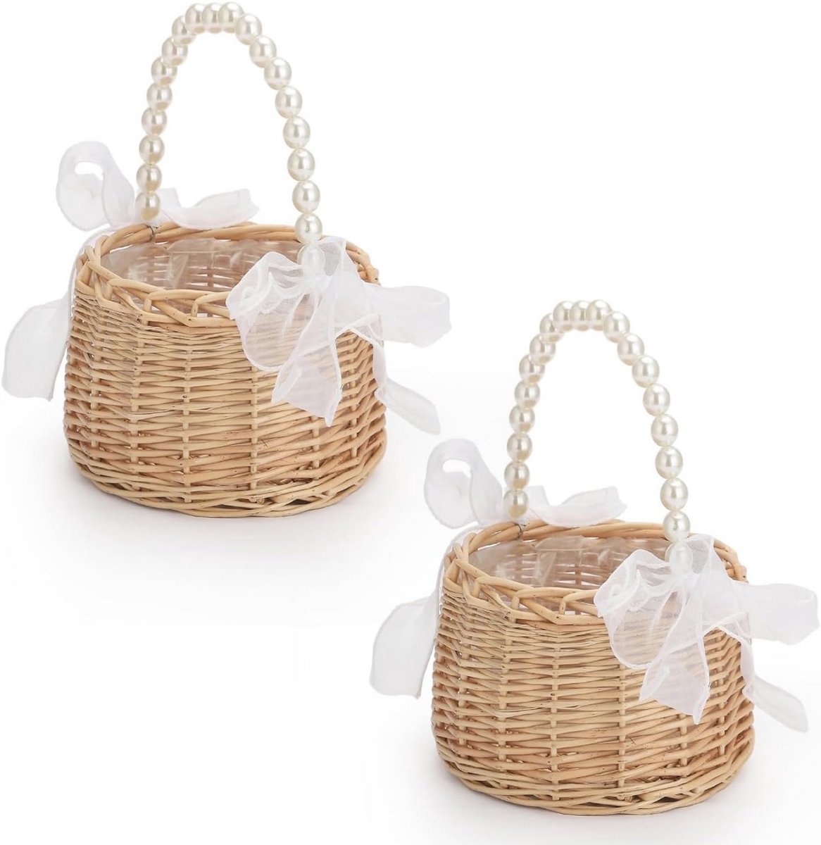 2-delige rieten mand met handvat voor bruiloften en decoratie