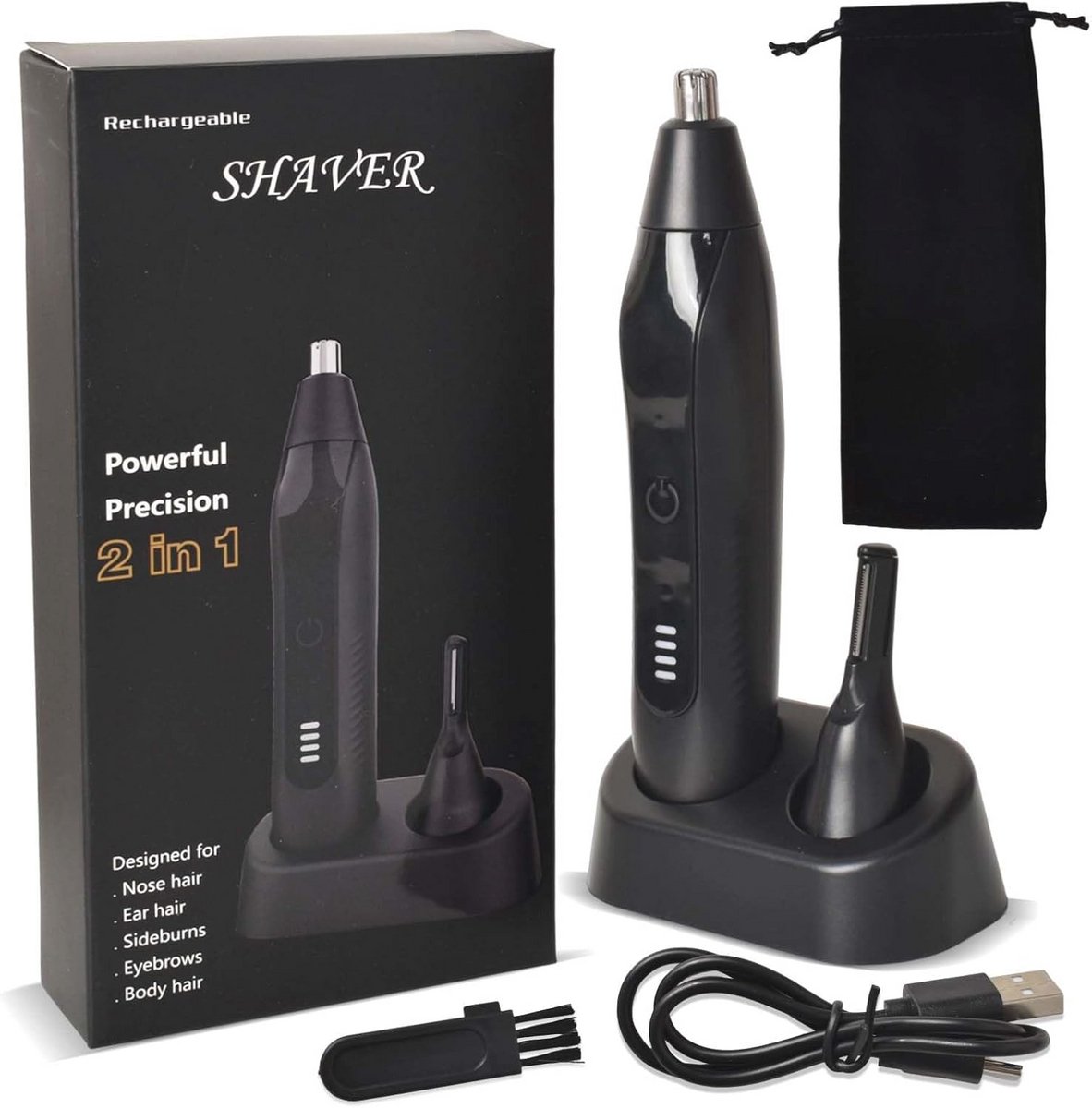 2-in-1 Neushaar- en Wenkbrauwtrimmer - Professionele Oplaadbare Trimmer voor Mannen en Vrouwen