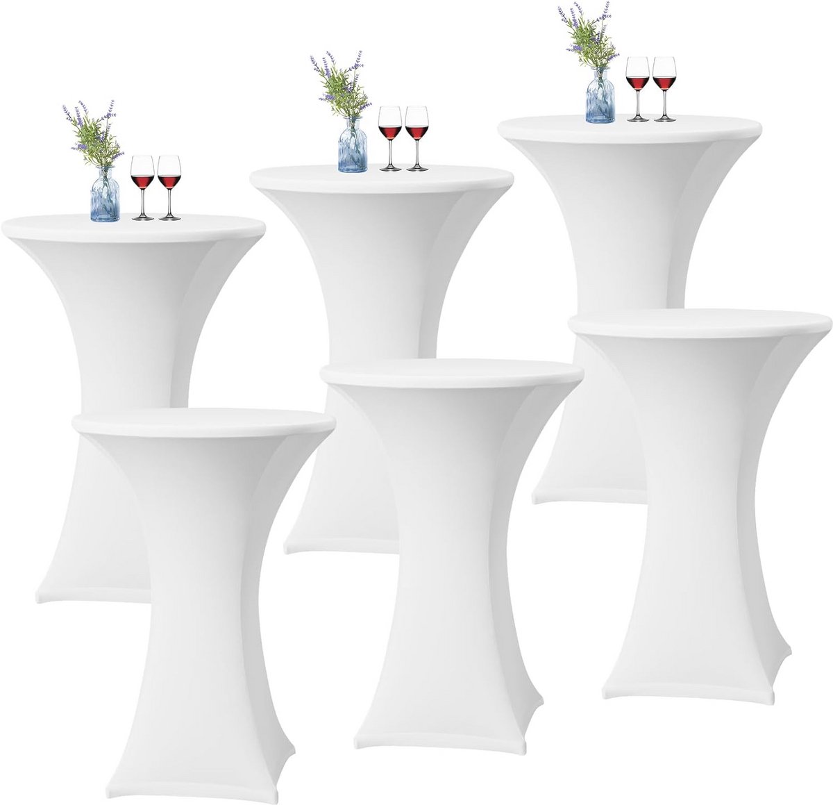 Set van 6 stretch Statafelhoezen voor bistrotafels | Ø60-65 cm | Perfect voor bruiloften & feesten