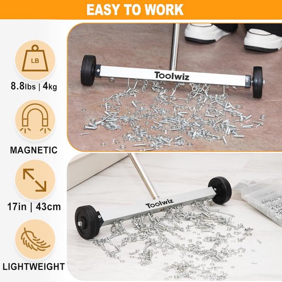 Magnetische veegmachine 43,2 cm - Heavy Duty nagel- en puinopruimer met telescopische handgreep van Faithfull — afbeelding 4