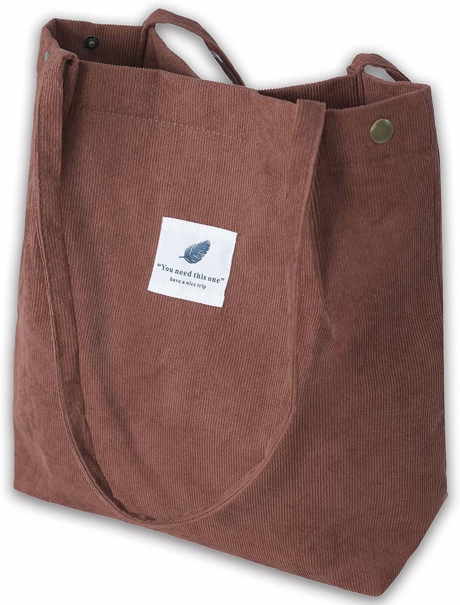 Grote corduroy schoudertas dames - ultralicht en multifunctioneel