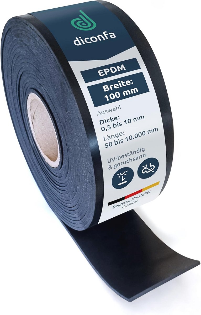 Rubberen strips 100 mm breed, EPDM, diverse lengtes, geurarm en uv-bestendig
