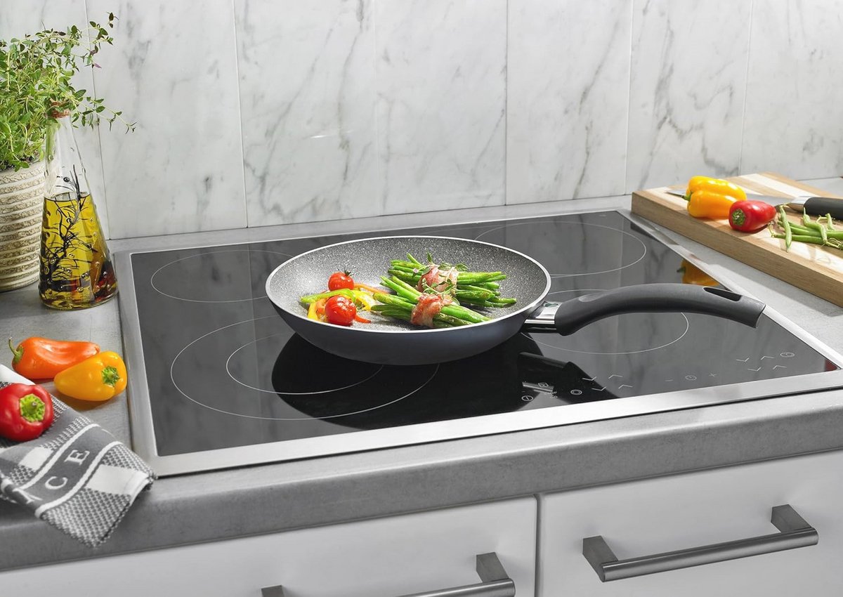 Aluminium Antiaanbakpan met Thermopoint – 24 cm Geschikt voor Inductie Zacht Koken