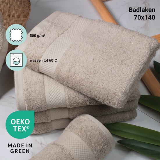 Handdoeken DoubleDry XL 70 x 140 cm - Lot de 6 - Qualité Hotel 500 g/ m2 - 6 x Taupe