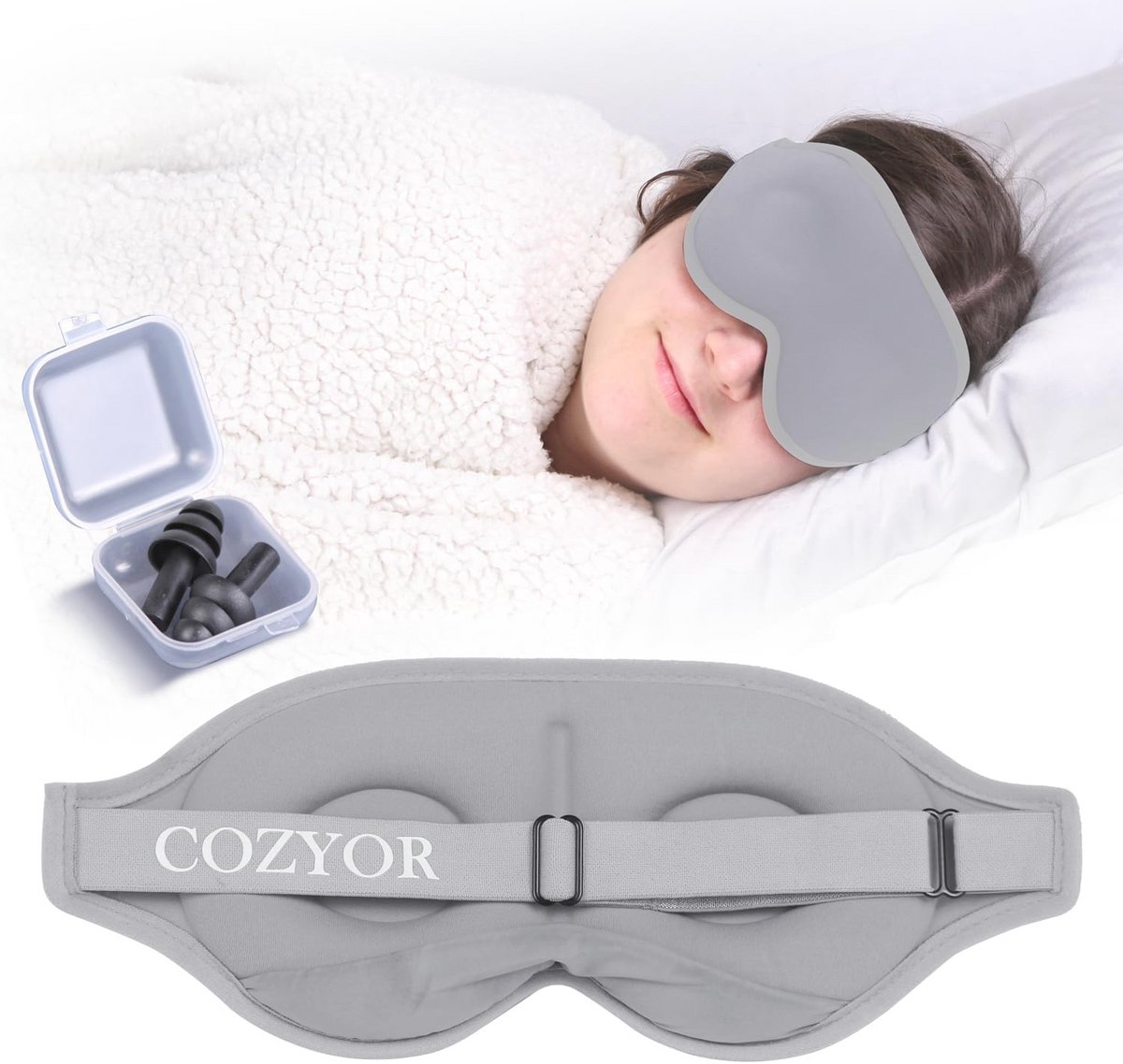 Slaapmasker 3D met Verstelbare Band voor Zijslapers
