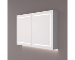 Armoire à miroir HIPP Design - Éclairage LED tout autour - 80 x 70 x 14 cm - Chauffage du miroir - 2x Prise de courant mise à la terre - Étagères en verre ajustables