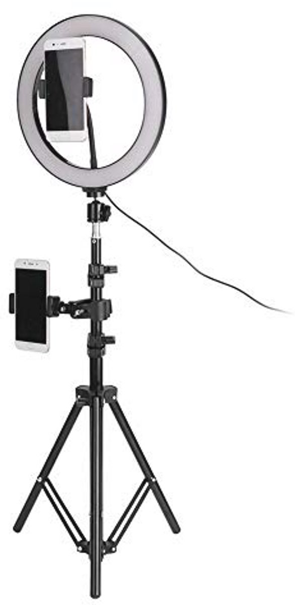 Dimbare 10 inch LED-ringverlichting met 3 kleuren lichtmodus en statief voor selfies en video's