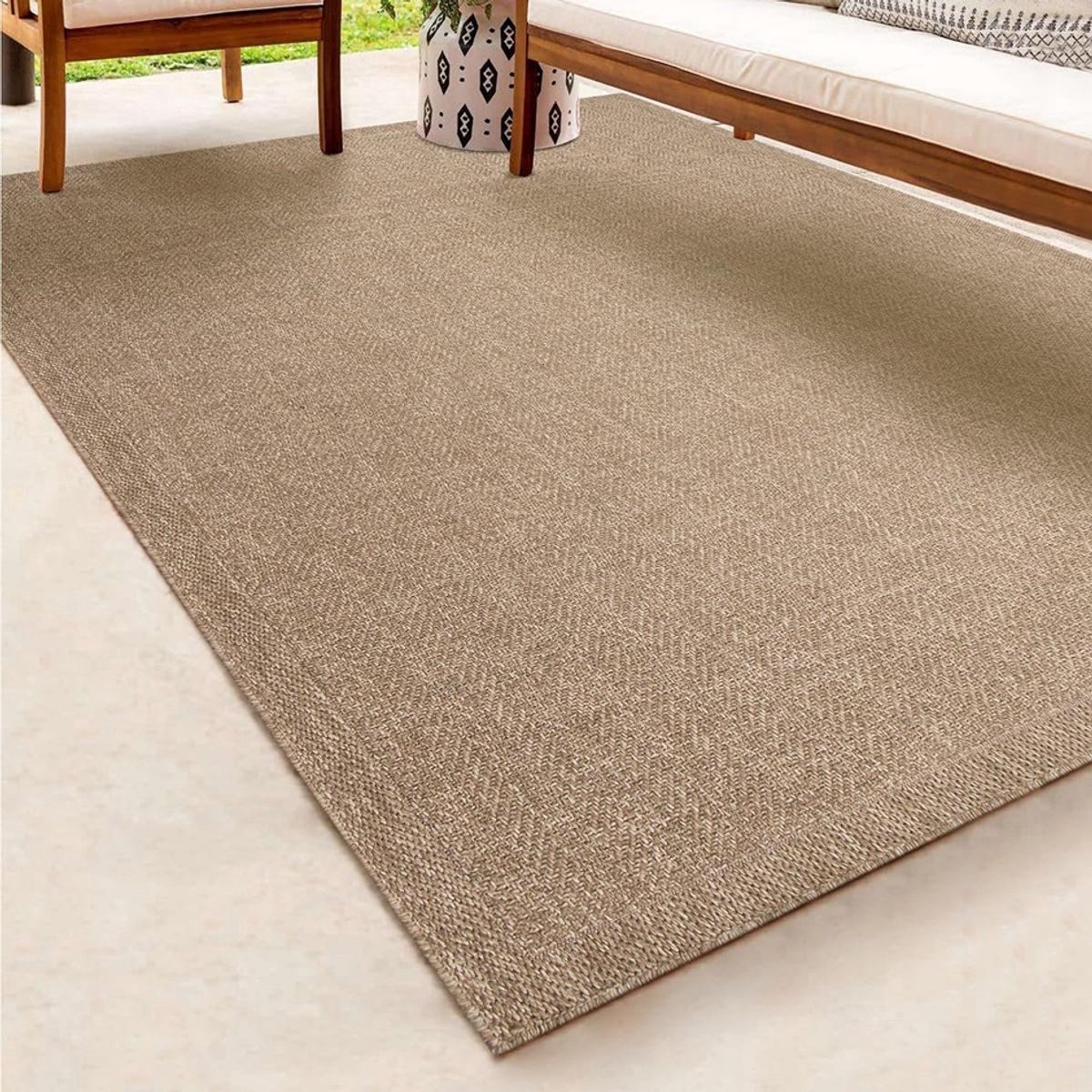 Buitentapijt met Jute Look – Nature – Gevlochten Design – Weerbestendig & Stijlvol -80 x 150 cm