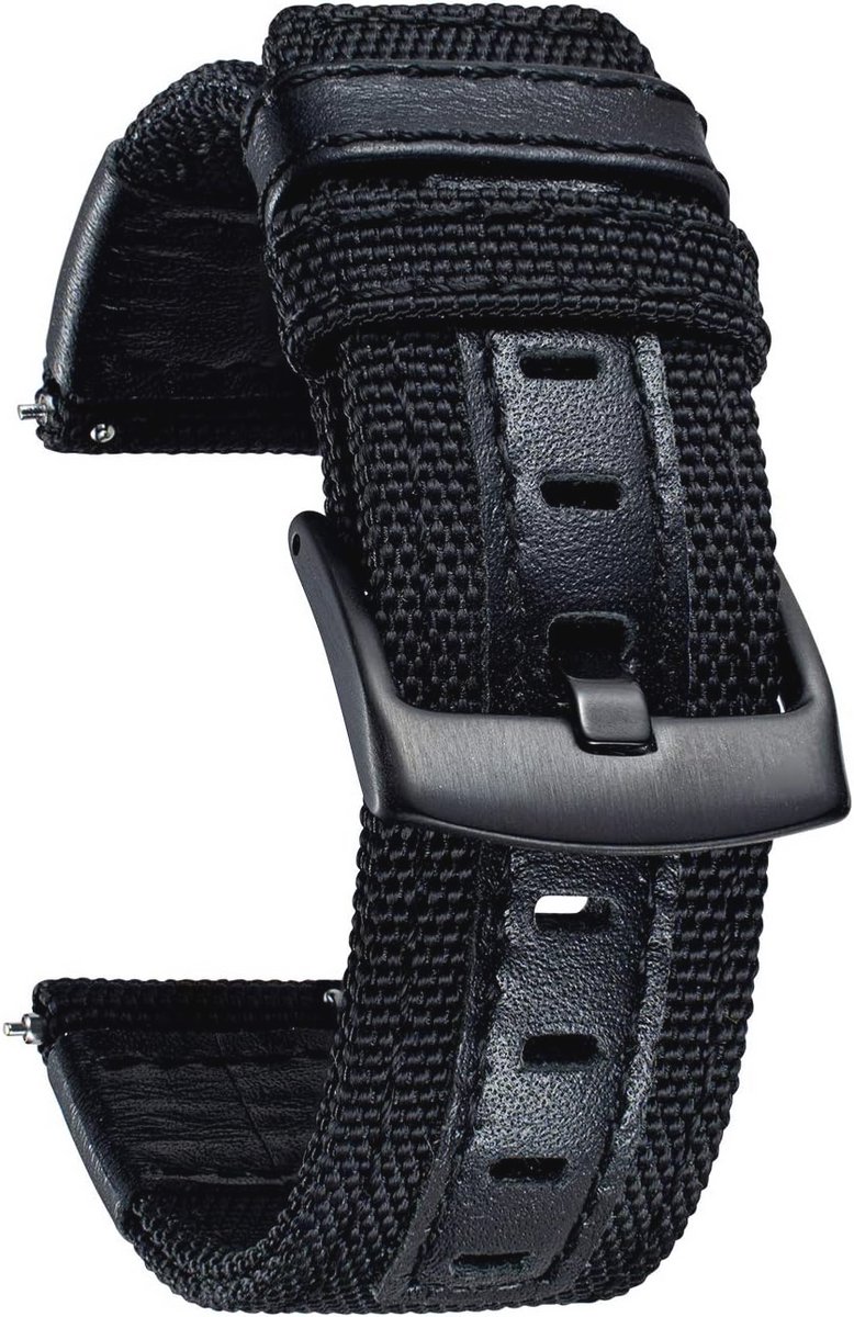 Canvas Horlogeband voor Mannen en Vrouwen - Vervangband van Nylon en Leer - Beschikbare Maten 18mm tot 24mm