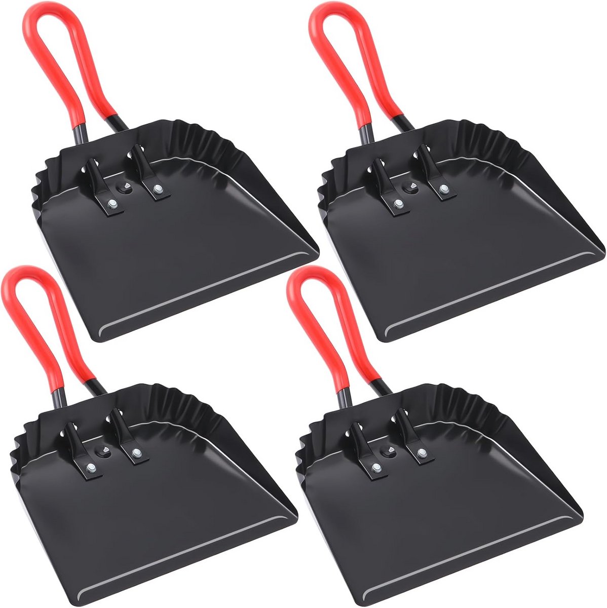 Industriële Zwarte Metalen Stofpannen - 4 Stuks 12 Inch Heavy Duty Reinigingsgereedschap