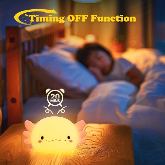 Nachtlampje Axolotl voor Kinderen - Siliconen LED Bedlampje van Merkloos — afbeelding 4