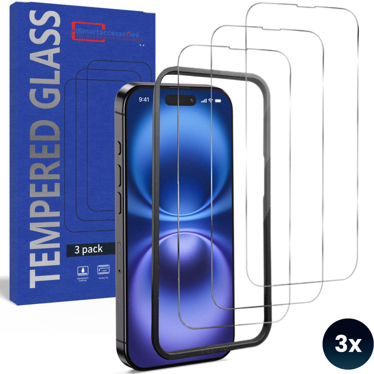 Screenprotector geschikt voor iPhone 13 pro max - Met montageframe frame - Gehard Beschermglas - Tempered Glass Screen Cover -Eenvoudige installatie - 3 Stuks