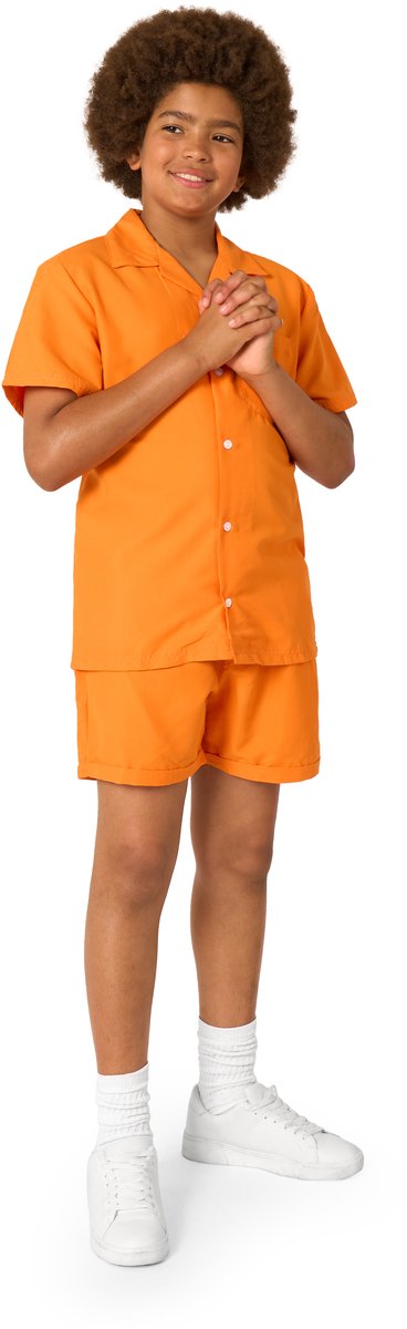 OppoSuits Tiener The Orange - Jongens Zomer Set - Bevat Shirt En Shorts - Koningsdag - Oranje - Maat: EU 134/140 - 10 Jaar