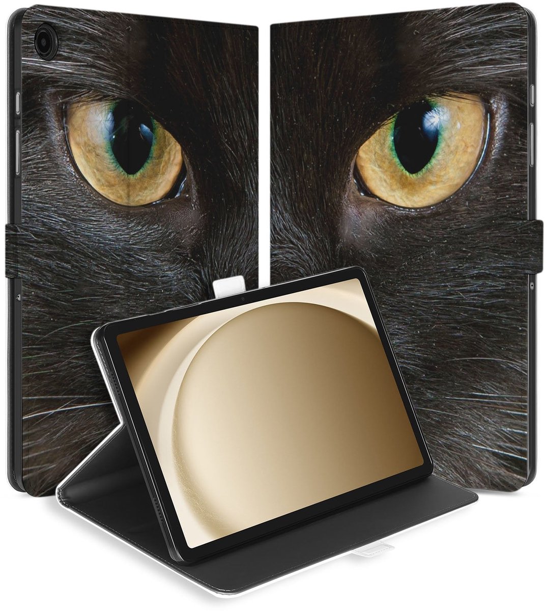 Samsung Galaxy Tab A11 Plus Tablet Hoesje Zwarte Kat met Standaard