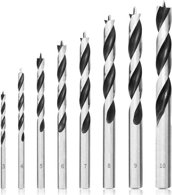 Houtboren Set 3mm-10mm 8st Brad Point Spiraal Hout Boor Bit ...