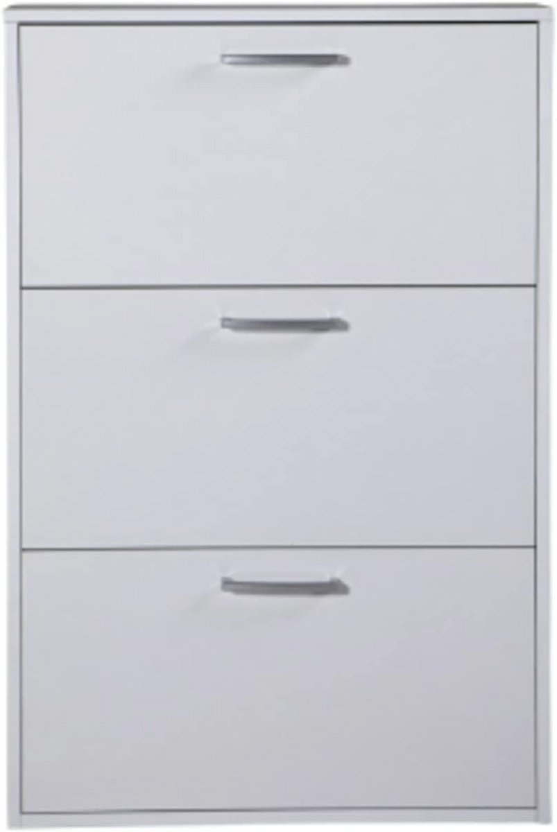 Ruimtebesparend schoenenrek met 3 kleppen - Wit