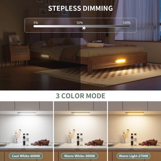 Brendz Keukenverlichting Onderbouw LED, Onderbouwverlichting,... Brendz Puyo Onderbouwlamp voor in de keuken, led, ledstrip,... Afbeeldingen Puyo 60cm zwart 4400mAh -  Brendz Keukenverlichting Onderbouw LED, Onderbouwverlichting,... Brendz