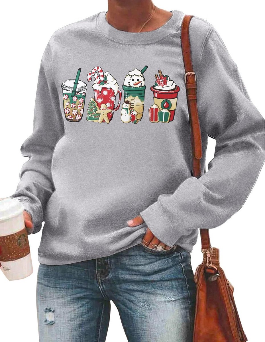 Lange Mouwen Kerstsweater Dames Grappige Kersttrui