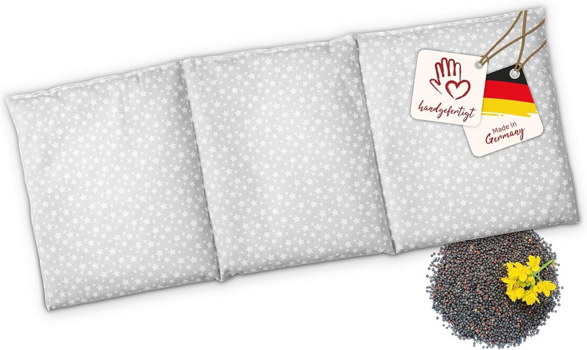 Korrelkussen voor Magnetron en Oven - Lichtgrijs met Koolzaadvulling - Handgemaakt in Duitsland - Oeko-Tex Katoen - Geschikt voor Nek, Rug en Schouder