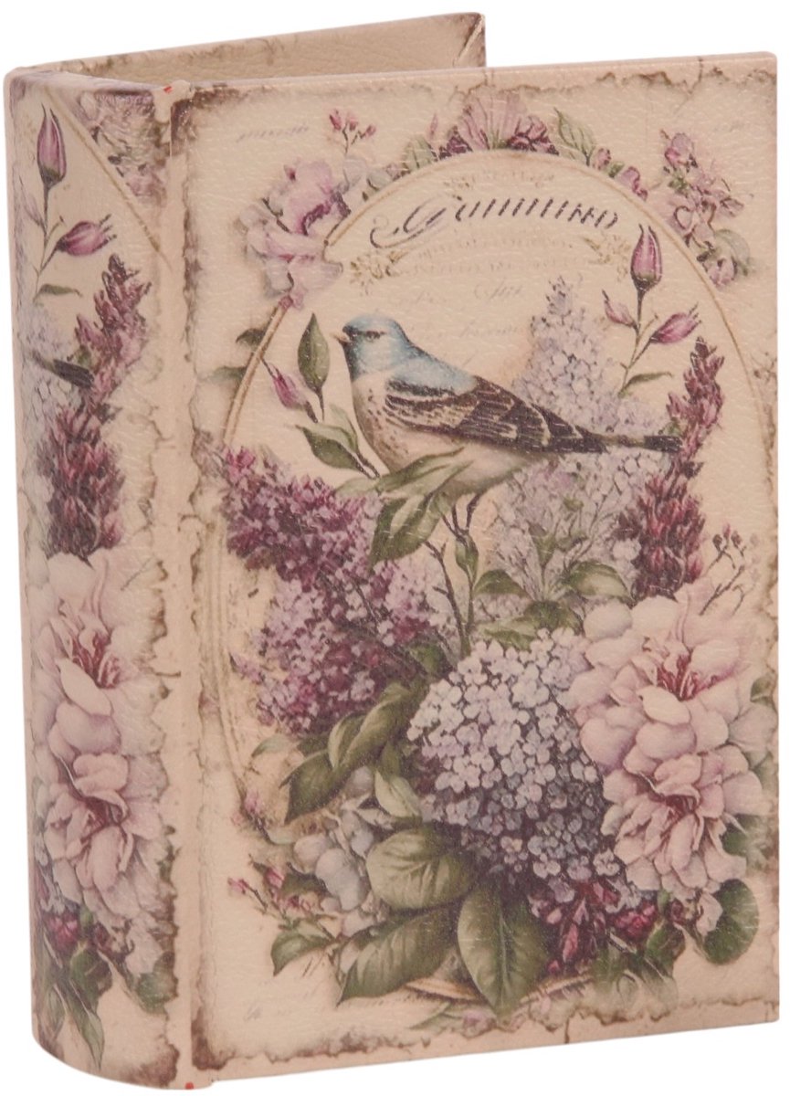 Baroque - Opberger - Opbergboek Bloemen 15 cm - Paars - 15x10x3.5 - PU Leather