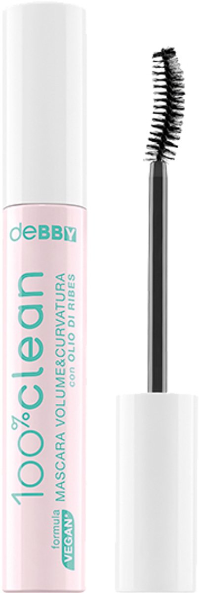 deBBY 100%clean VOLUME&CURLING MASCARA - Zwarte Mascara met Volume & Krul - Vegan - Zachte, Recyclebare Borstel - Voor gevoelige ogen - Schone formule voor een indrukwekkende oogopslag