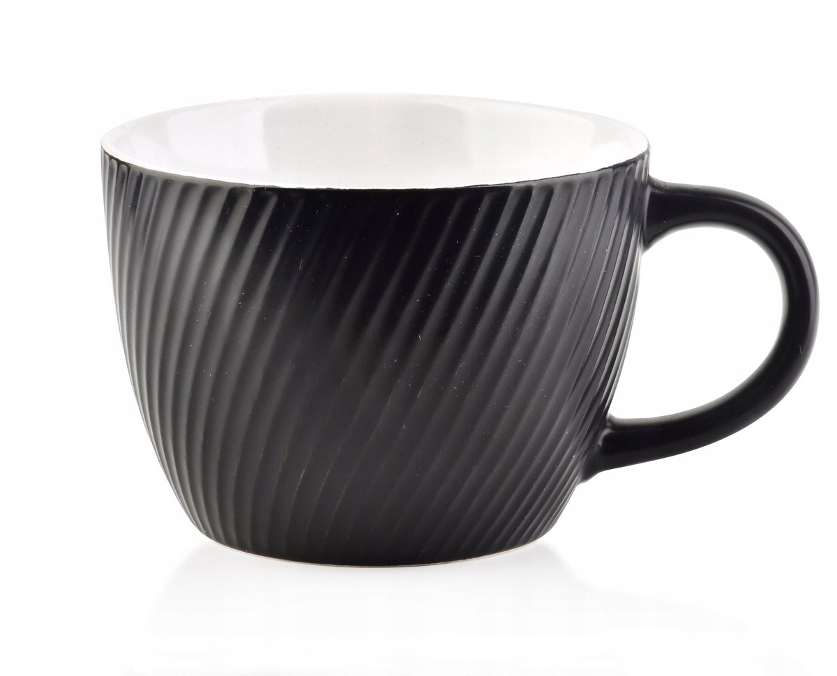 Affek Design Sally Lines Zwarte Keramiek Mok 480ml - Mat & Wrijven
