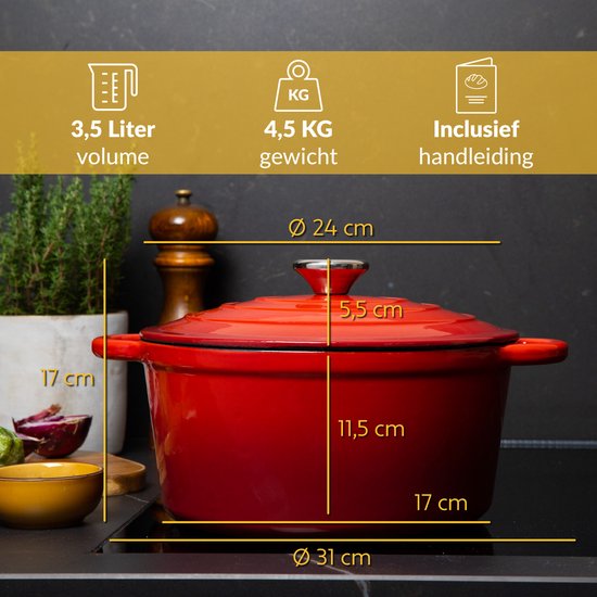 Stijlvolle Geëmailleerde Gietijzeren Braadpan - Kringwinkel