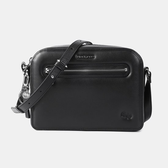 Hedgren ESPRESSO+ – Sac bandoulière Medium avec protection RFID – Tissu déperlant – Similicuir vegan recyclé – Noir
