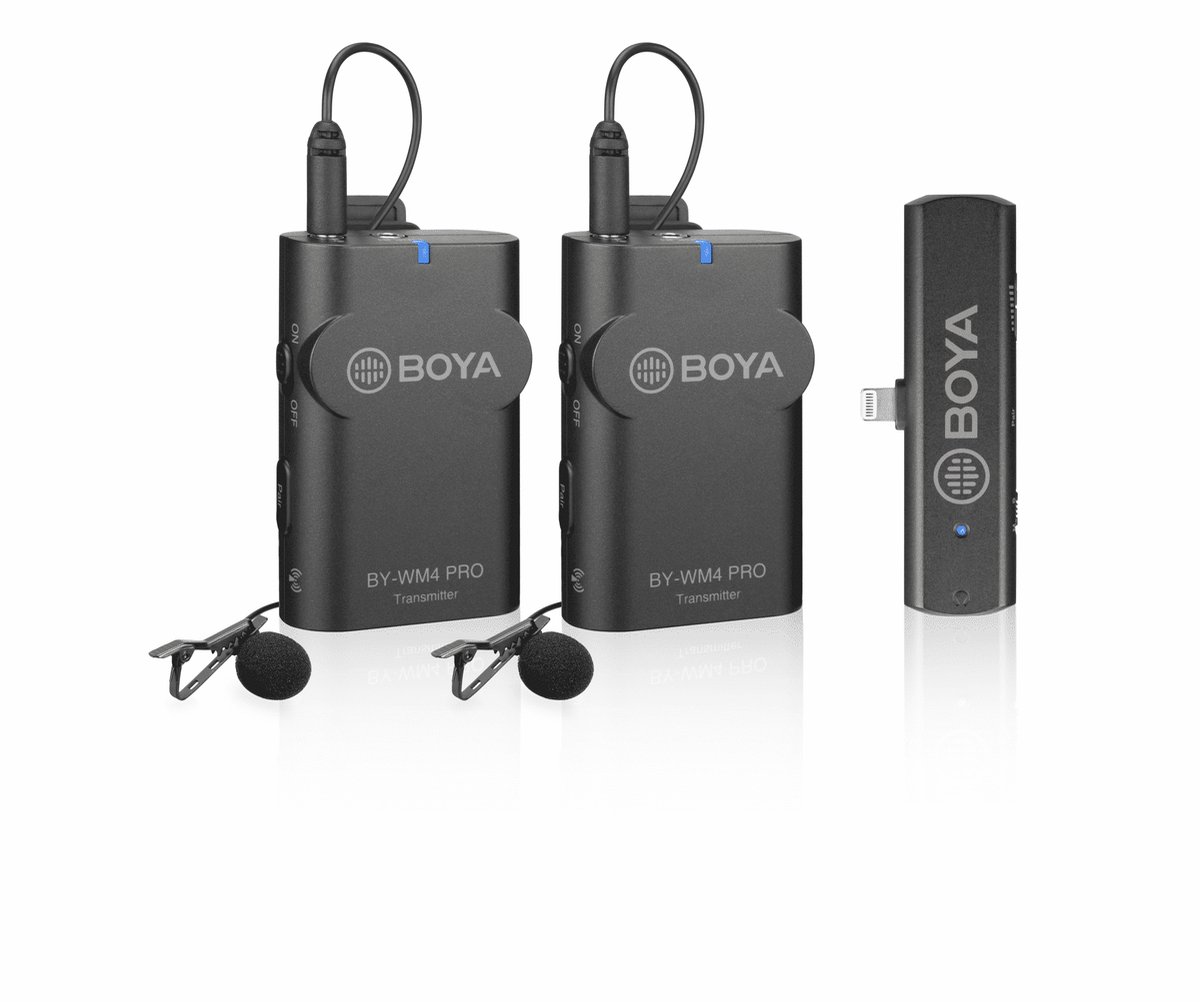 Boya 2.4 GHz Duo Lavalier Microfoon Draadloos BY-WM4 Pro-K4 voor iOS