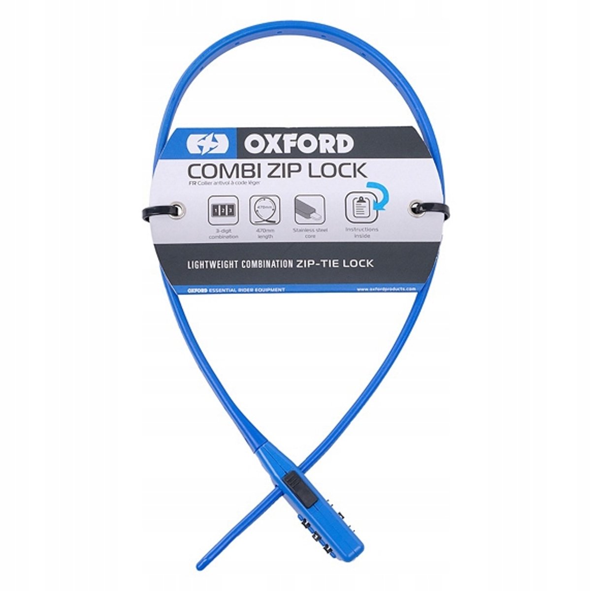 OXC Combi Zip Fiets Kettingslot - Blauw, 47cm, Cijferslot
