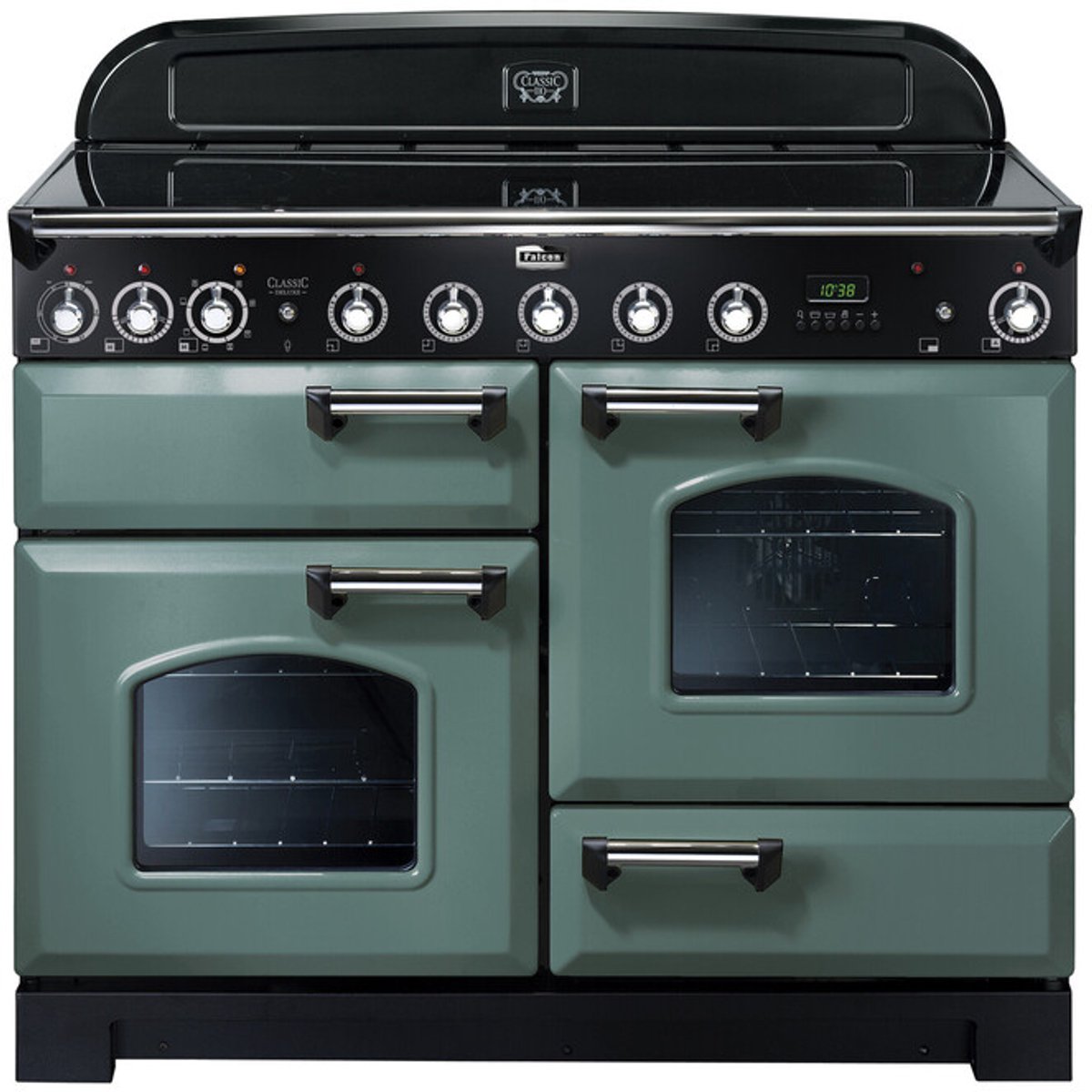 Falcon Classic Deluxe 110 Range-fornuis Electrisch Inductiekookplaat zones Zwart, Chroom, Groen