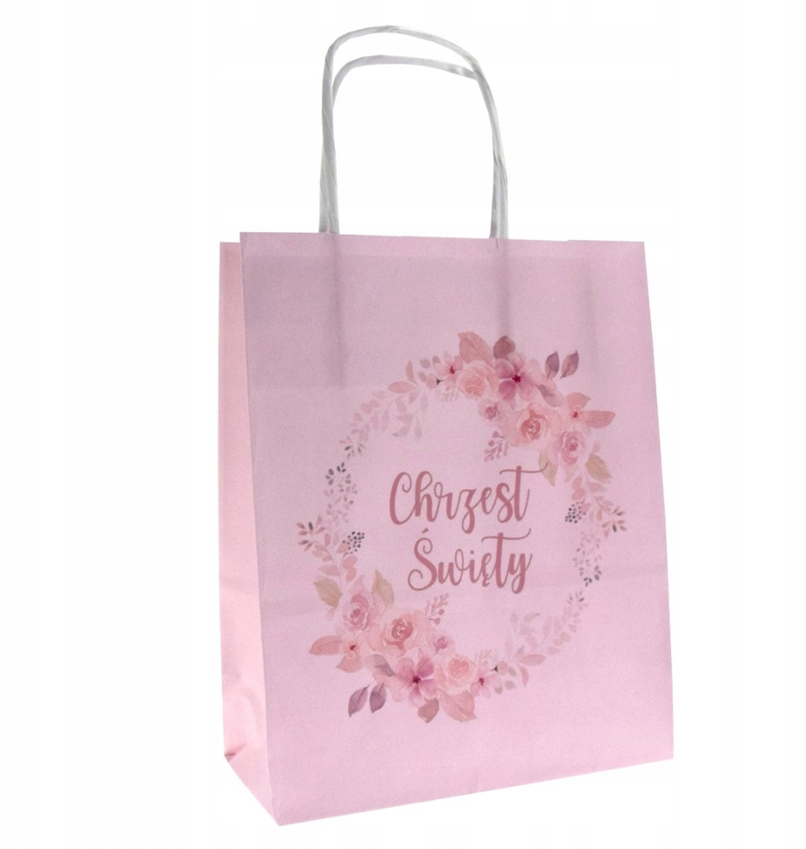 Roze Geschenkzakje Doop - 18x8x22 cm