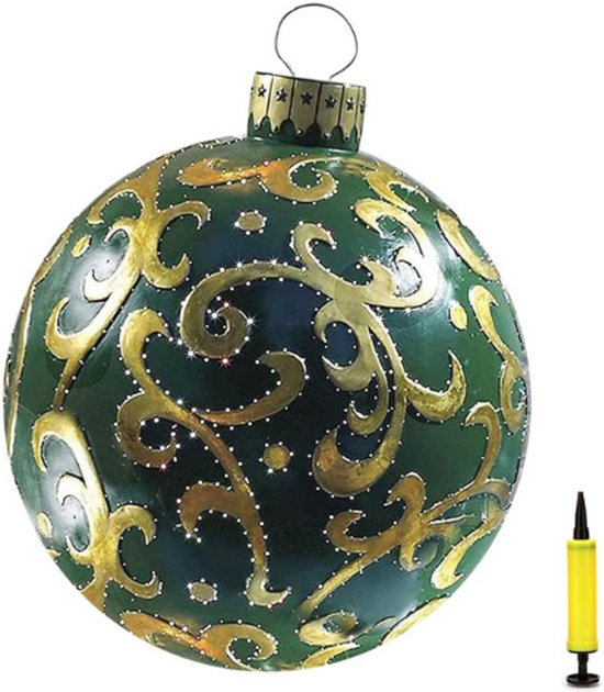Opblaasfiguur: Grote verlichte kerstballen - 3x stuks - opblaasbaar