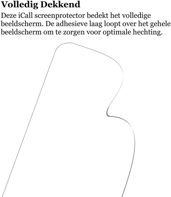 Een iCall screenprotector met de tekst 'Volledig Dekkend'.
