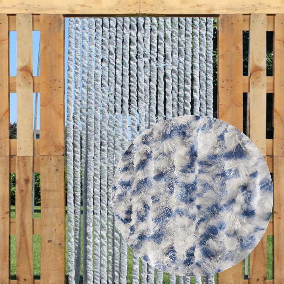 Thuys – Vliegengordijn Kattenstaart – Deurgordijn – Hordeur – Wit En Blauw