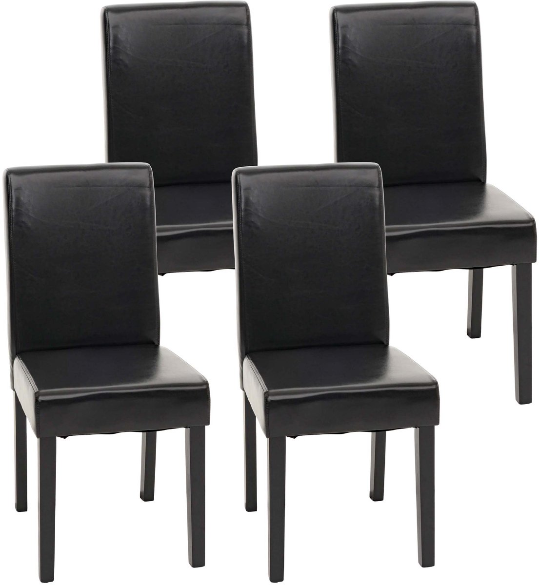Set van 4 eetkamerstoelen Keukenstoel Littau ~ leer, zwarte donkere poten