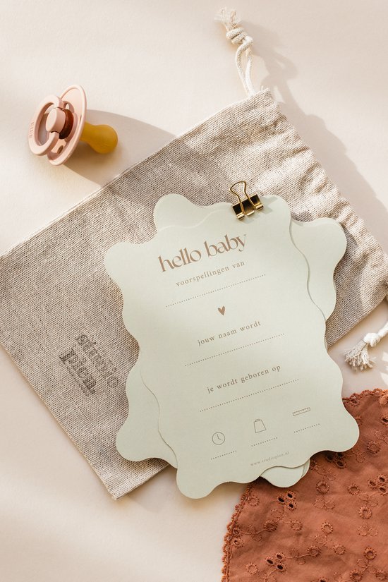 Cartes à compléter pour prédictions de naissance – 20 pièces – Beige neutre – Cartes pour faire des prédictions sur la Bébé