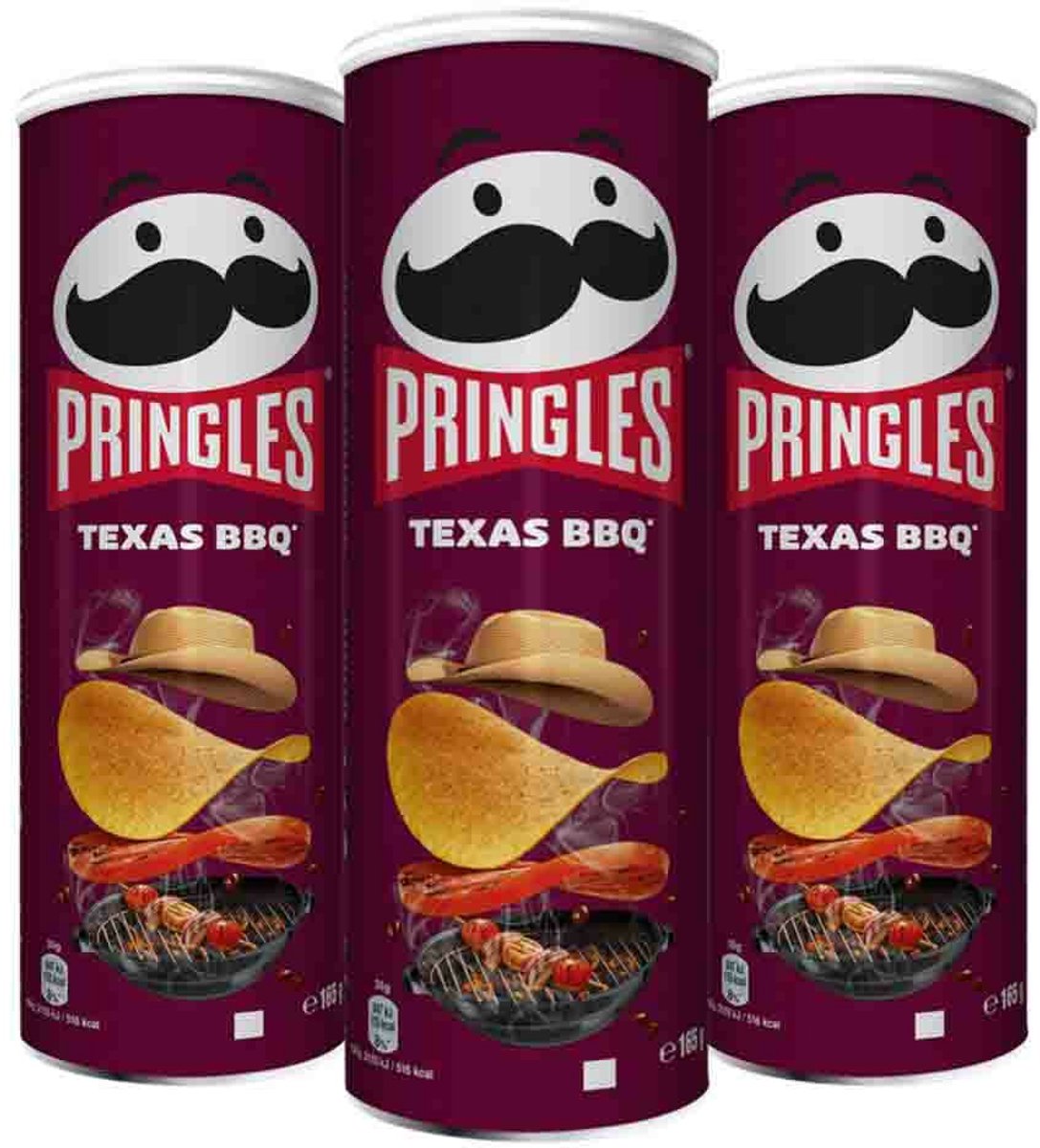 Pringles Chips Barbecue - 3 x 165 gr - Voordeelverpakking